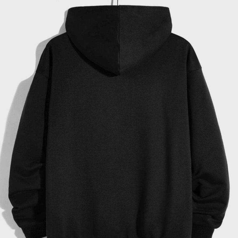 Black Mens Drawstring Hoodie - Picture 2 of 4
